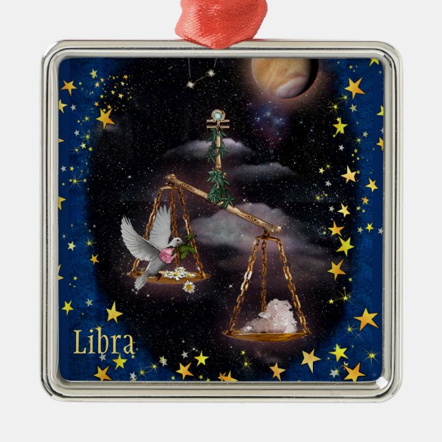 Libra Silbernes Ornament (Vorne)