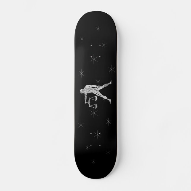 Libra Silver Zodiac Symbol Skateboard Deck (Vorderseite)