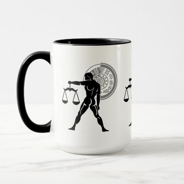 Libra-Skalen im griechischen Stil Zodiac Chart Tasse (Links)