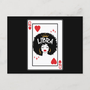  Libra Star Sign Melanin Black Queen of Hearts Postkarte