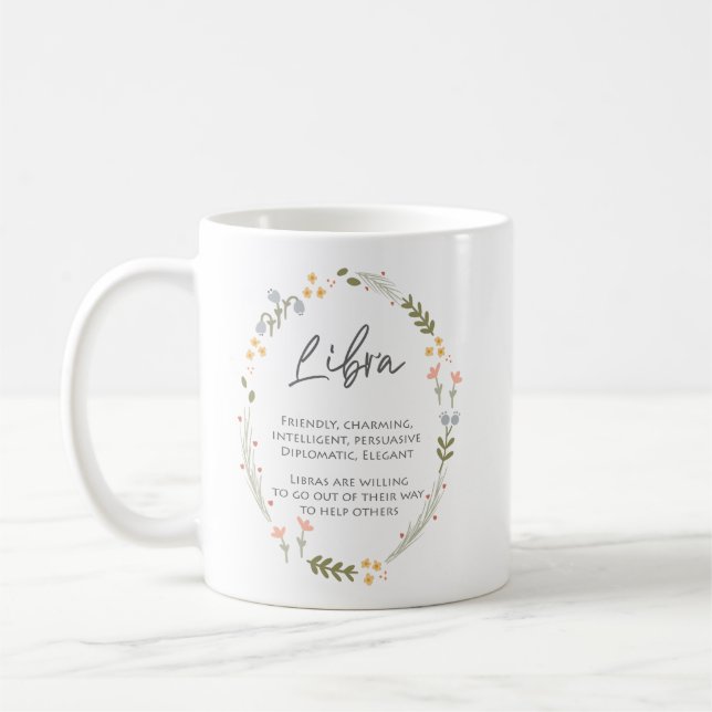 Libra Star Sign Oktober Geburtstagsgeschenk Kaffeetasse (Links)