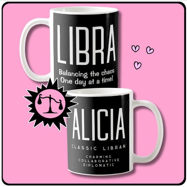 Libra Star Sign Zodiac Geschenk Kaffeetasse (Fun Libra zodiac gift. Personalize with your name or that of a fellow Libran!)