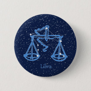 Libra-Sternbild und Zodiaka-Zeichen mit Sternen Button