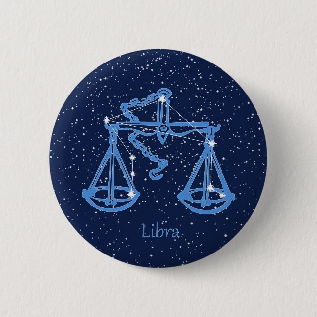 Libra-Sternbild und Zodiaka-Zeichen mit Sternen Button (Vorderseite)
