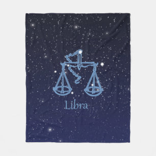 Libra-Sternbild und Zodiaka-Zeichen mit Sternen Fleecedecke