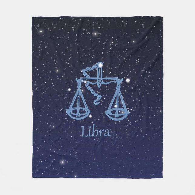 Libra-Sternbild und Zodiaka-Zeichen mit Sternen Fleecedecke (Vorderseite)