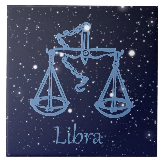 Libra-Sternbild und Zodiaka-Zeichen mit Sternen Fliese (Vorderseite)