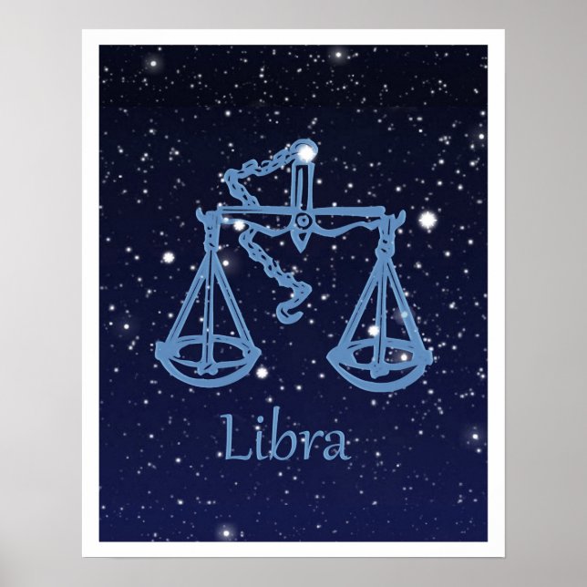 Libra-Sternbild und Zodiaka-Zeichen mit Sternen Poster (Vorne)