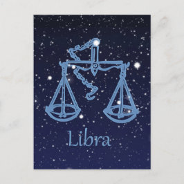 Libra-Sternbild und Zodiaka-Zeichen mit Sternen Postkarte