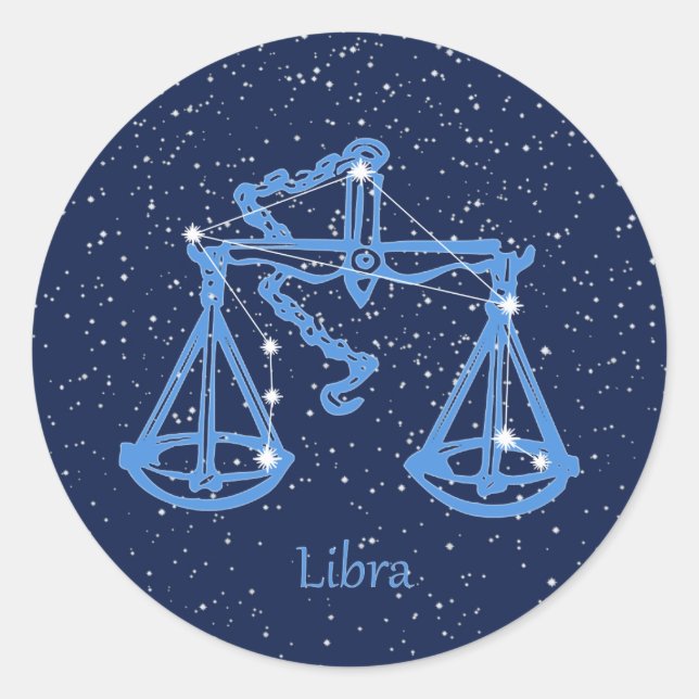 Libra-Sternbild und Zodiaka-Zeichen mit Sternen Runder Aufkleber (Vorderseite)