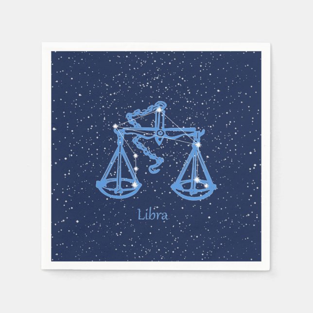 Libra-Sternbild und Zodiaka-Zeichen mit Sternen Serviette (Vorderseite)