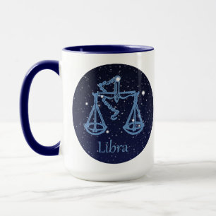 Libra-Sternbild und Zodiaka-Zeichen mit Sternen Tasse