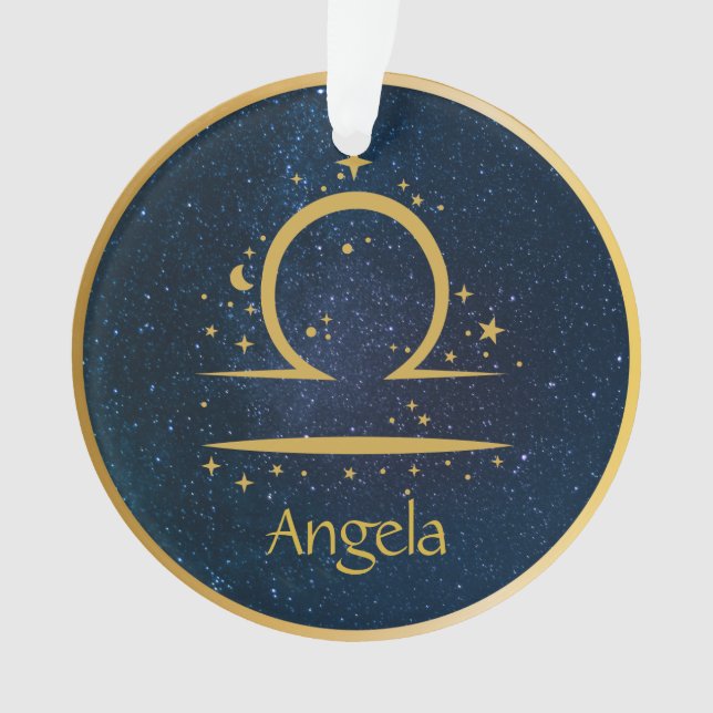 Libra-Sternensymbol goldene Sterne personalisiert Ornament (Vorderseite)