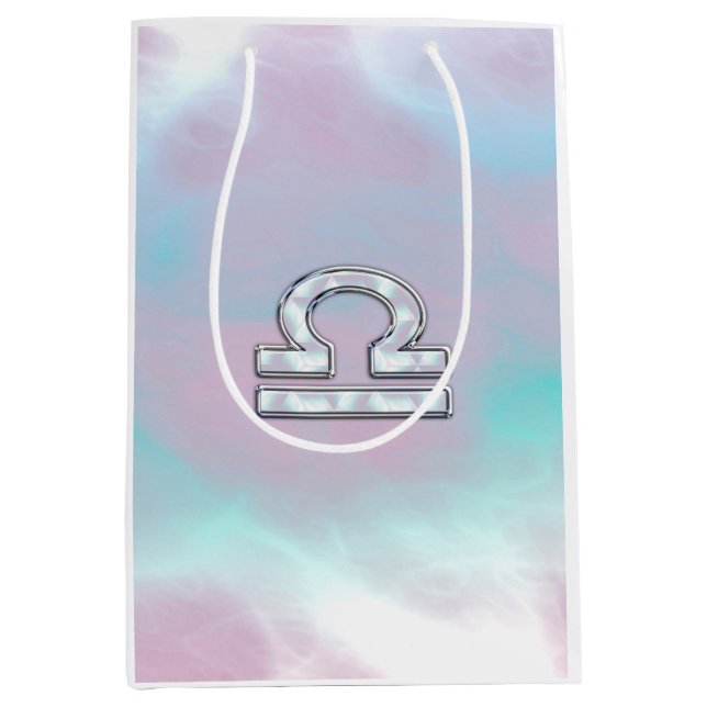 Libra Symbol Mutter von Pearl Style Mittlere Geschenktüte (Vorderseite)