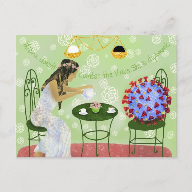 Libra und das Covid19-Virus Postkarte (Vorderseite)