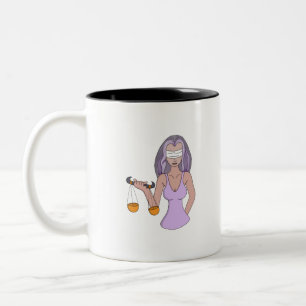 Libra und die Dame der Justiz Zweifarbige Tasse
