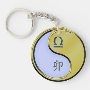 Libra und Metallkaninchen Schlüsselanhänger