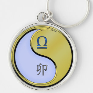 Libra und Metallkaninchen Schlüsselanhänger