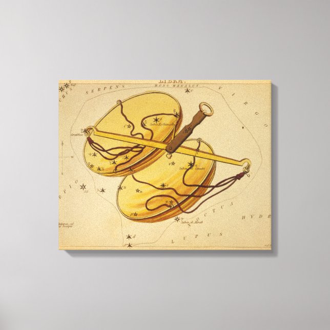 Libra - Vintages Zeichen des Zodiakabbildes Leinwanddruck (Vorderseite)