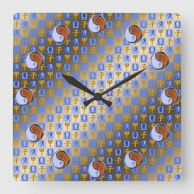 Libra & Wood Rat Quadratische Wanduhr (Vorderseite)