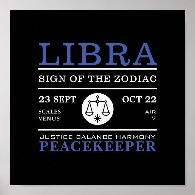 Libra-Zeichen des Zodiaks, Astrologisches Poster (Vorne)