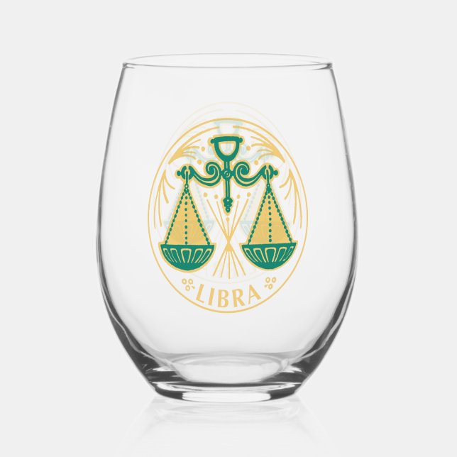 Libra-Zeichen Weinglas Ohne Stiel (Vorderseite)
