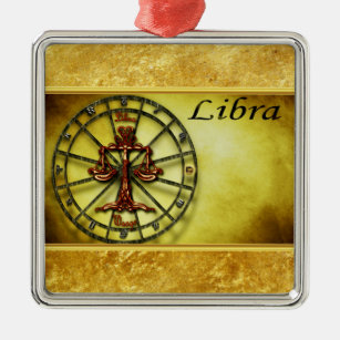 Libra Zodiac Astrologie Gold-Folie Design Ornament Aus Metall