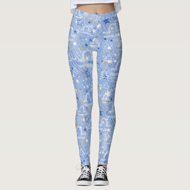 Libra zodiac Astrologie hübsches Muster Leggings (Vorderseite)
