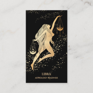 *~* LIBRA Zodiac Astrologie Lesen Gold Schwarz Visitenkarte