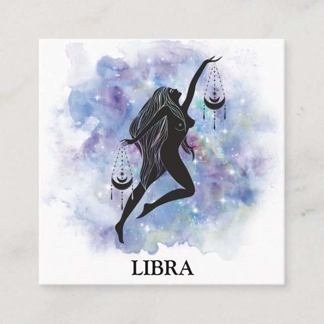 *~* LIBRA Zodiac Astrologie Lesungen Regenbogen Ko Quadratische Visitenkarte (Vorderseite)