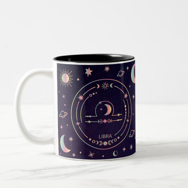 Libra Zodiac Astrologisch Zweifarbige Tasse (Links)