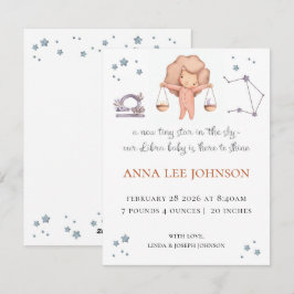 Libra Zodiac Birth Announcement Feiertagskarte