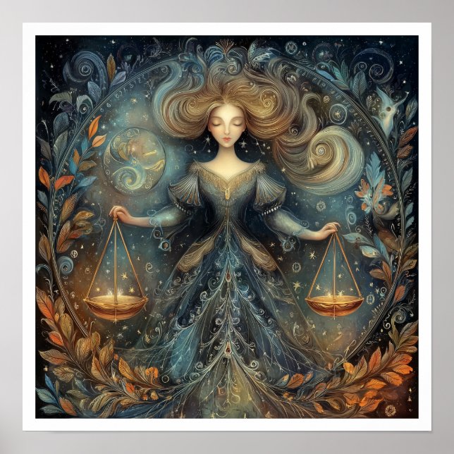 Libra Zodiac Birth Sign Astrology Celestial Poster (Vorne)