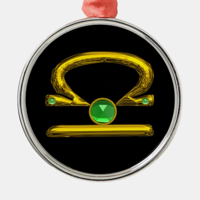 LIBRA ZODIAC BIRTHDAY JEWEL GREEN EMERALD Gold Silbernes Ornament (Vorne)