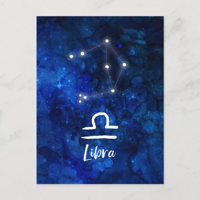 Libra Zodiac Constellation Blue Galaxy Celestial Postkarte (Vorderseite)