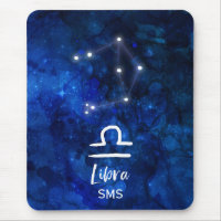 Libra Zodiac Constellation Blue Galaxy Monogram