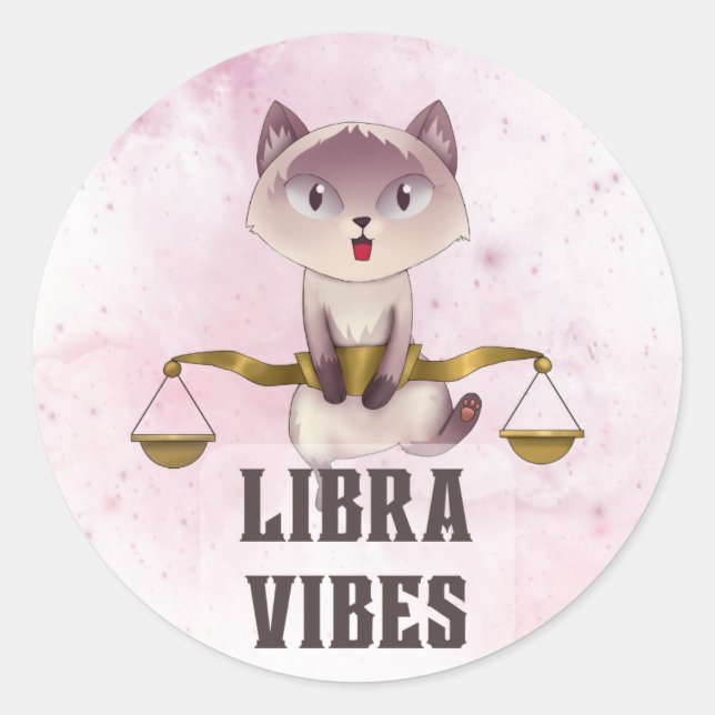 Libra Zodiac Decal für Astrologie Liebhaber Runder Aufkleber (Vorderseite)