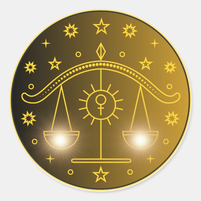 Libra Zodiac Emblem | Minimal Celestial Symbol Runder Aufkleber (Vorderseite)