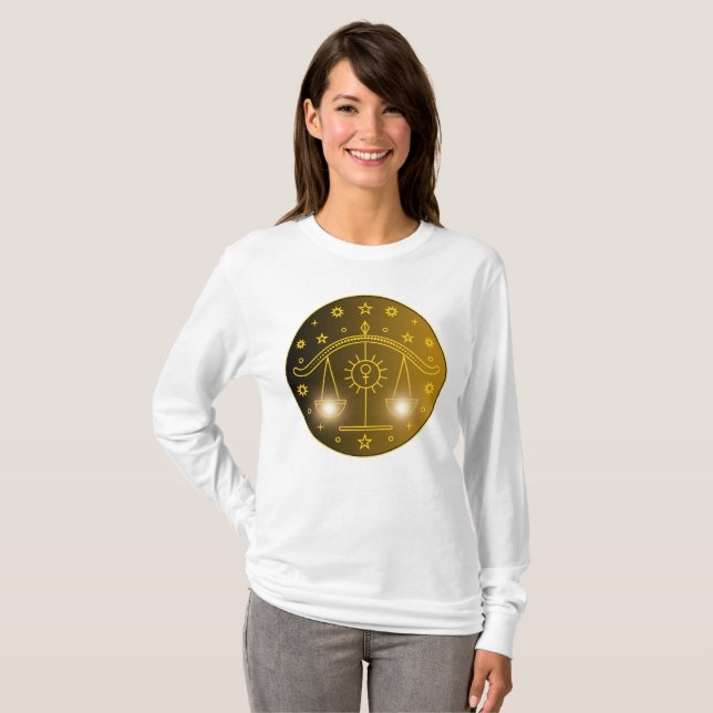 Libra Zodiac Emblem | Minimal Celestial Symbol T-Shirt (Vorne ganz)