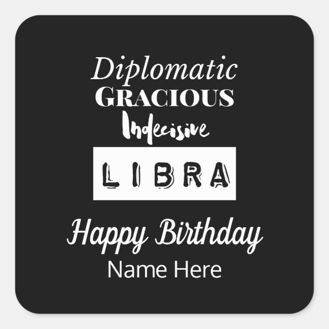 Libra Zodiac Fun Charakteristika Geburtstag Quadratischer Aufkleber (Vorderseite)
