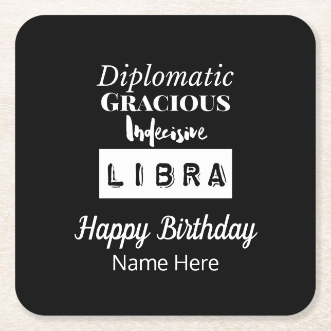 Libra Zodiac Fun Charakteristika Geburtstag Rechteckiger Pappuntersetzer (Vorderseite)