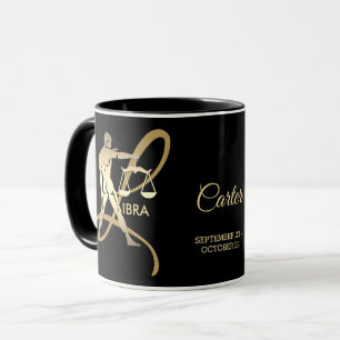 Libra ♎ Zodiac Geburtstagszeichen / Schwarz und Go Tasse