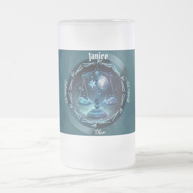 Libra Zodiac individuell anpassbar Mattglas Bierglas (Mittel)