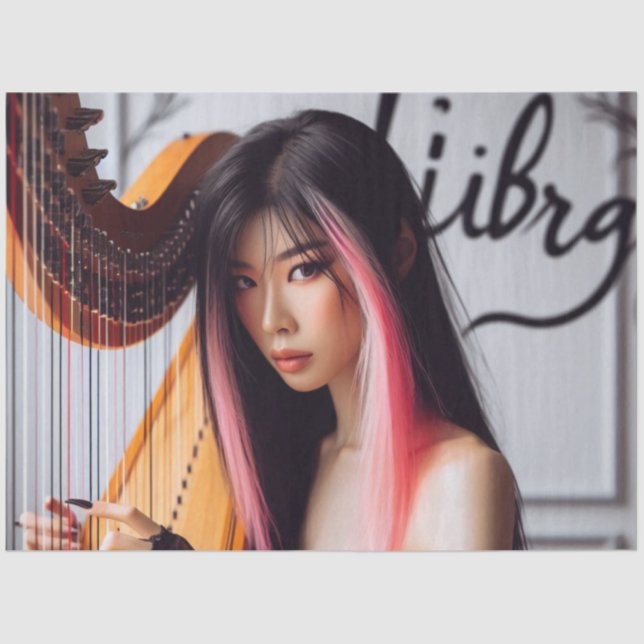 Libra Zodiac Musician Harp Decoupage Seidenpapier (Vorderseite)