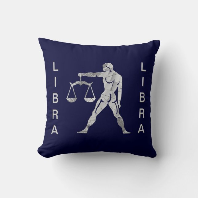 Libra Zodiac Navy Blue American Mojo Pillow Kissen (Vorderseite)