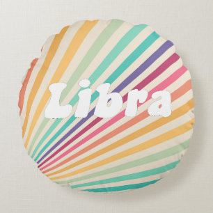 Libra Zodiac Retro Rainbow Astrologie Rundes Kissen