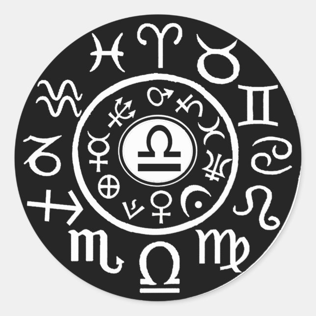 Libra - Zodiac Runder Aufkleber (Vorderseite)