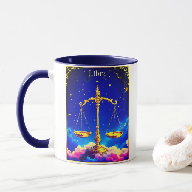 Libra Zodiac Scales in a Star-Filled Sky Tasse (Mit Donut)