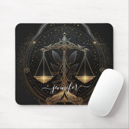 Libra zodiac schwarz und gold mousepad