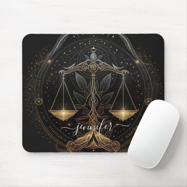 Libra zodiac schwarz und gold mousepad (Mit Mouse)